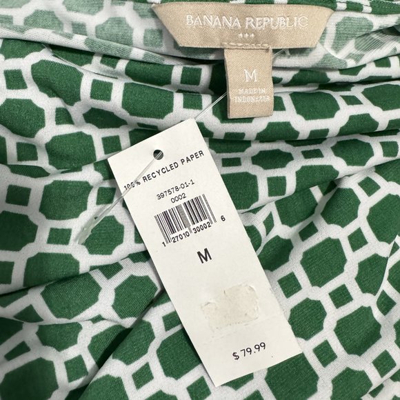 NWT Banana Republic Green Pattern Dress w Belt - Picture 6 of 10
